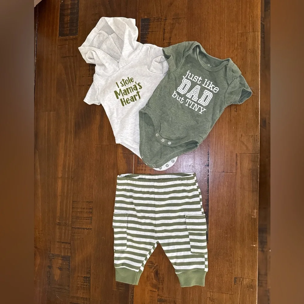 Baby Boy Outfit Bundle 3 Months | Baby Essentials Onesies and Striped Pants